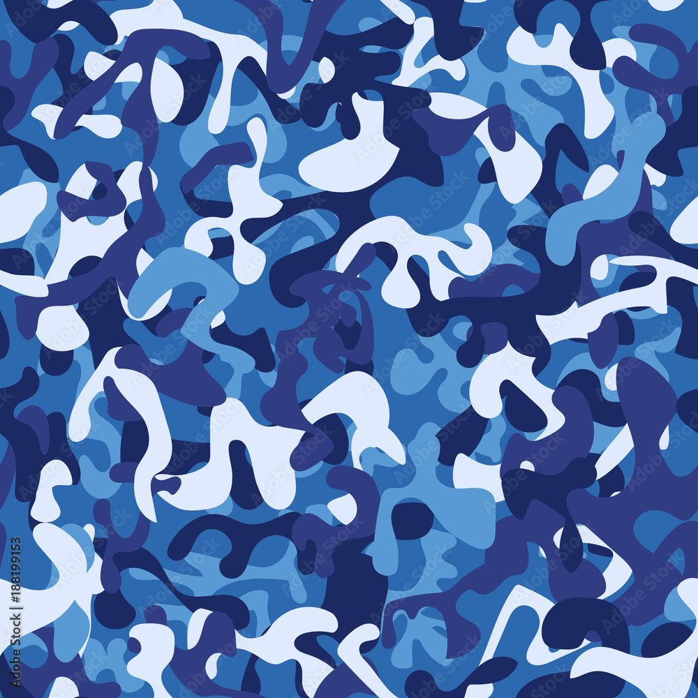 Wall mural Seamless blue camouflage