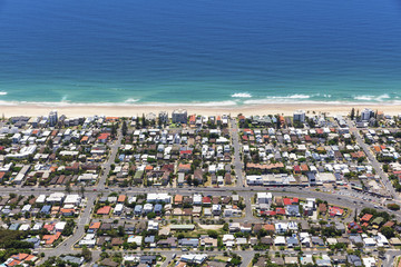 Sunny aerial view of Mermaid Beach on the Gold Coast, Queensland