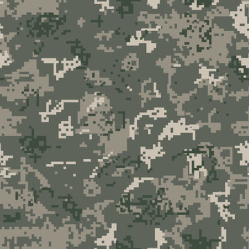 Seamless khaki camouflage of pixel pattern