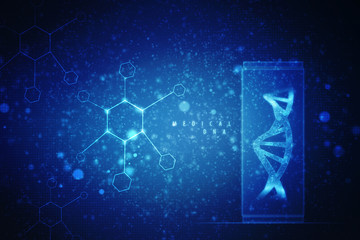 2d render of dna structure, abstract background