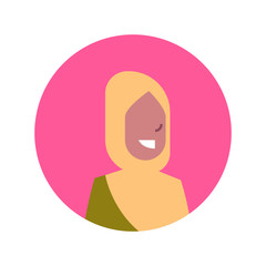 Arabic Woman Profile Avatar Icon Arab Female, Portrait Muslim Lady Face Flat Vector Illustration