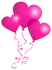 3 Pink Heart Balloons