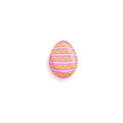 Pink painted Easter egg decorated with star and dot pattern, cartoon vector illustration isolated on white background. Cartoon style pink painted egg, Easter decoration element