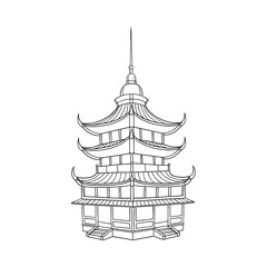 Traditional Japanese, Chinese, Asian pagoda building, flat style vector illustration isolated on white background. Traditional Japanese, Chinese, Asian pagoda building - obrazy, fototapety, plakaty