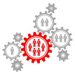 8 Business People Gears Border Graphics Grey/Red