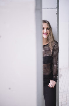 Portrait of beautiful young woman outdoors