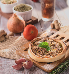 Traditional Arabic Esfiha of open meat (Brazil)