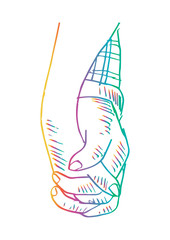 Hand sketch holding hands