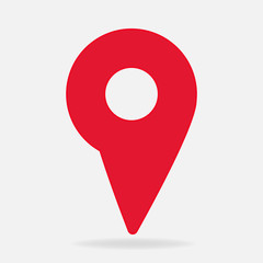 Vector image  positioning on the map. Mark GPS icon. Red icon location drop pin on a light background