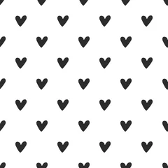 Gordijnen Naadloos patroon met hand getrokken harten. Vectorillustratie in Scandinavische stijl © Oksana Stepova
