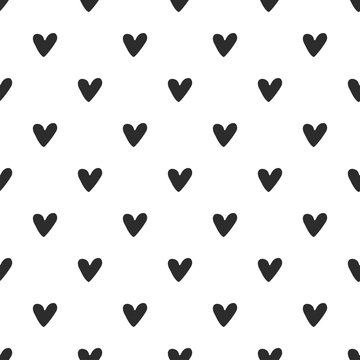 Seamless pattern with hand drawn hearts. Vector illustration in scandinavian style