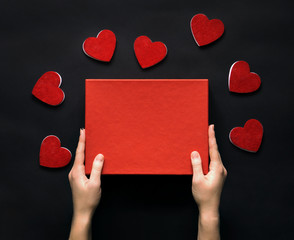 St. Valentine day background. Flat lay