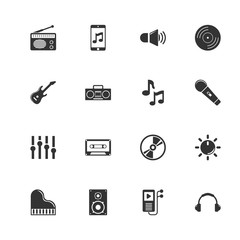 Music icons. Perfect black pictogram on white background. Flat simple vector icon.