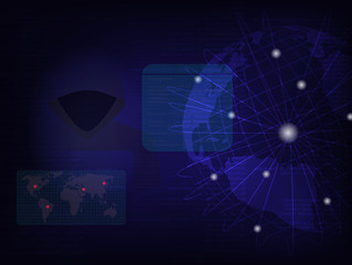 Cyber attack concept, Hacker at work with user interface