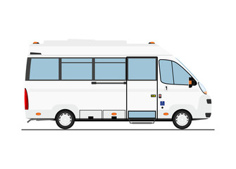 Obraz na płótnie Canvas Cartoon bus. Side view. Flat vector.