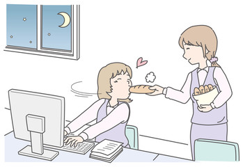 残業するOLのエネルギー補給