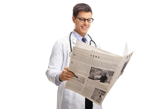 Doctor reading a newspaper