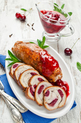 Chicken roll stuffed with cherry