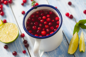 cranberry drink on wooden surface