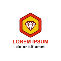 Fototapeta premium Diamond Badge Hexagon Logo Vector