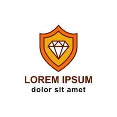 Diamond Badge Shield With Ribbon Logo Vector