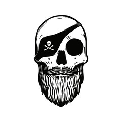 Monochrome pirate skull vector illustration