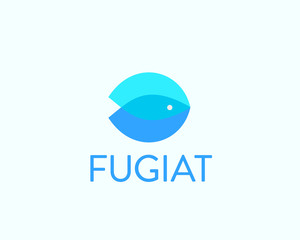 Fish idea vector logotype. Color overlap water logo. Universal sea food marine icon sign.