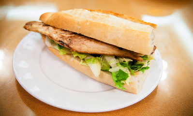 Turkish Balik Ekmek Fish sandwich.. Traditional Turkish fastfood.
