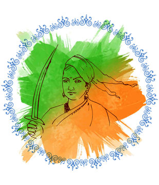 illustration of Indian freedom fighter rani laxmi bai ( Rani of Jhansi )