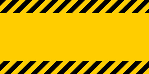 Black and yellow warning line striped rectangular background, yellow and black stripes on the diagonal - obrazy, fototapety, plakaty