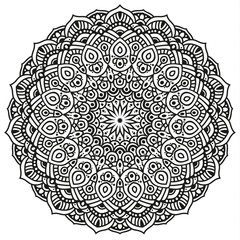 Black and white mandala vector isolated on white. Vector hand drawn circular decorative element.