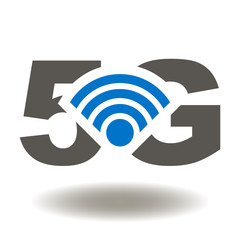 Fifth generation of mobile communications icon. Mobility Standard of telecommunications Illustration. 5G Wireless Internet Network Connection Information Technologies Logo. LTE Symbol.