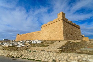 The Exterior Wall of Ottoman Fort - with the Mahdia Historic Cemetary