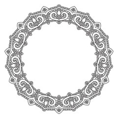 Black and white mandala vector isolated on white. Vector hand drawn circular decorative element.