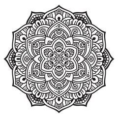 Black and white mandala vector isolated on white. Vector hand drawn circular decorative element.