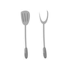 Spatula and barbecue fork cartoon vector Illustration