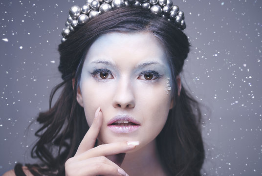 Front view of charming ice queen's face