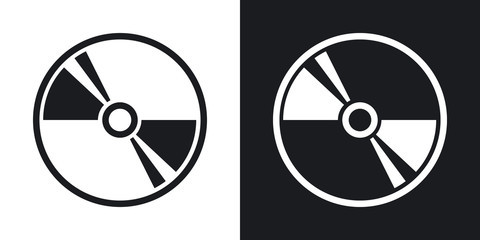 Vector CD or DVD icon. Two-tone version on black and white background