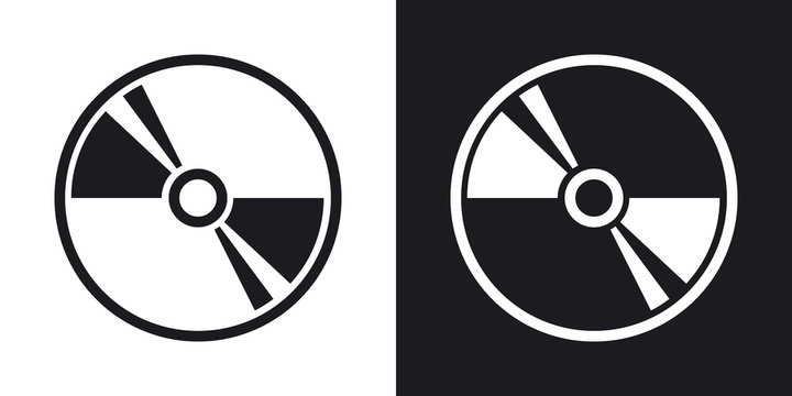 Vector CD or DVD icon. Two-tone version on black and white background