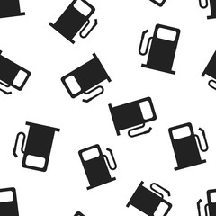 Fuel gas station seamless pattern background. Business flat vector illustration. Car petrol pump sign symbol pattern.