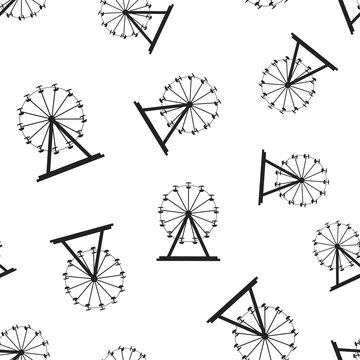 Ferris wheel seamless pattern background. Business flat vector illustration. Carousel amusement ride sign symbol pattern.
