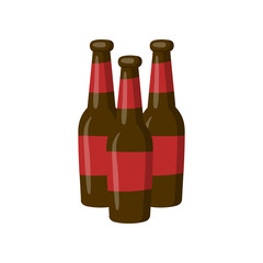 Three bottles of beer cartoon vector Illustration