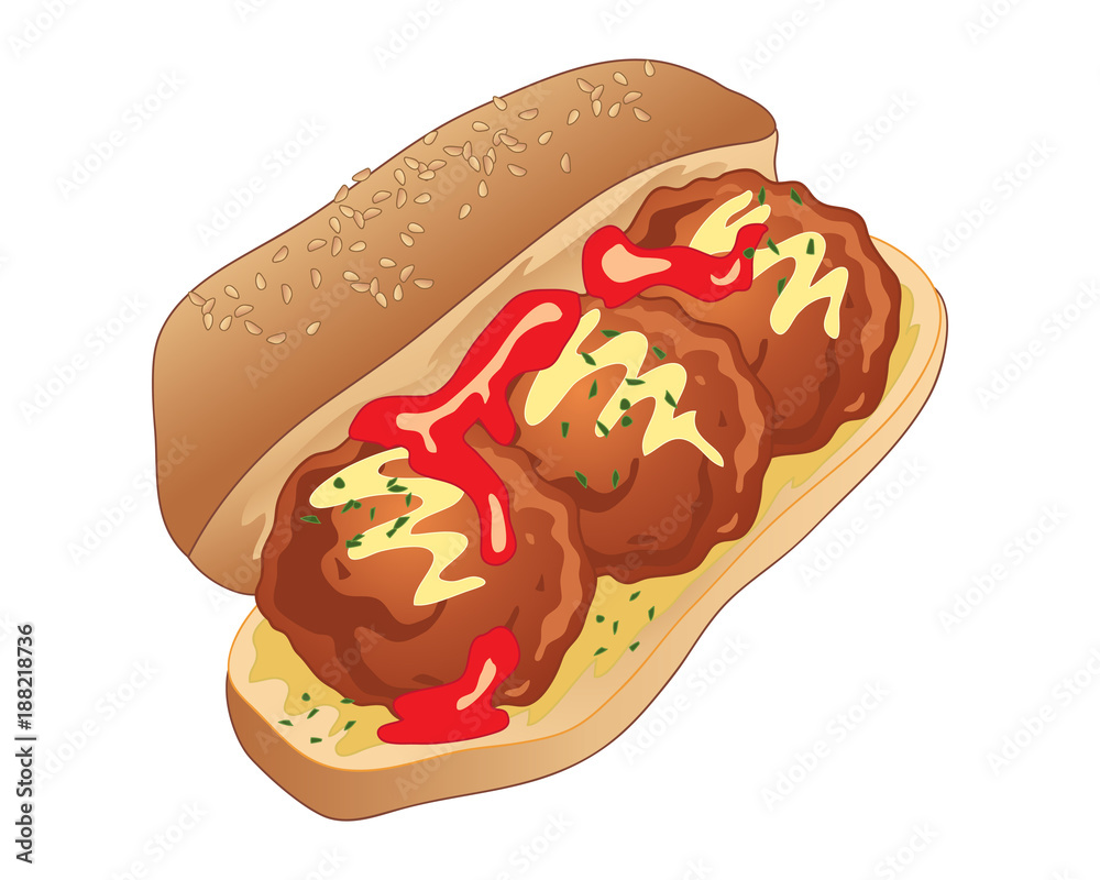 Wall mural meatball sandwich