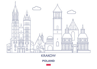 Fototapeta Krakow Linear City Skyline, Poland obraz
