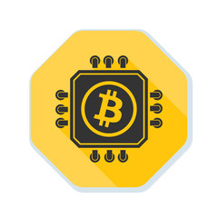 Obraz premium Bitcoin Processor Minig hazard sign illustration
