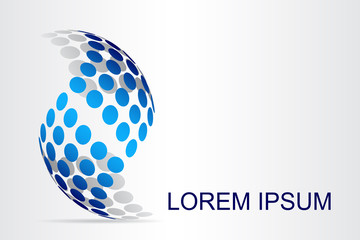 Logo stylized spherical surface with abstract shapes