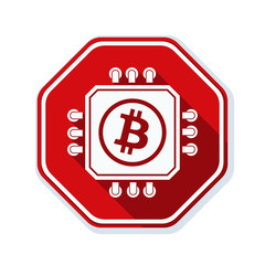 Bitcoin Processor Minig hazard sign illustration