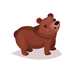 Cute brown bear cub cartoon vector Illustration