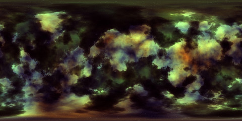 Fototapeta premium Deep space, stars and nebula. Spherical environment HDRI map, 360 degrees panorama, equirectangular projection