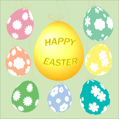 Colorful ornamented easter eggs.  Happy easter.   Holiday background. Easter set.  Illustration. Vector.